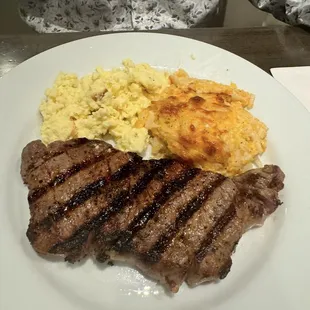 New York Strip platter on Brunch Menu