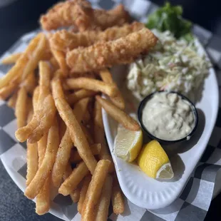 Fish &amp; fries with coleslaw