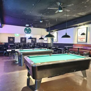 billiard tables and chairs