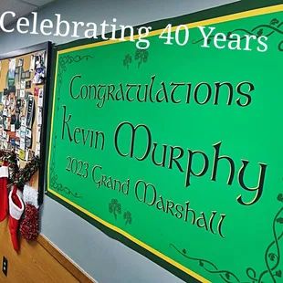 a sign for celebrating 40 years