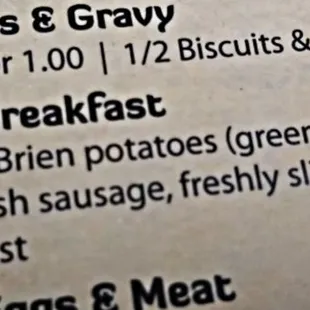 the menu for the restaurant