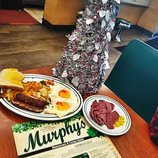 Wow  Fabolous Irish Breakfast with Bangers, Cornedbeef