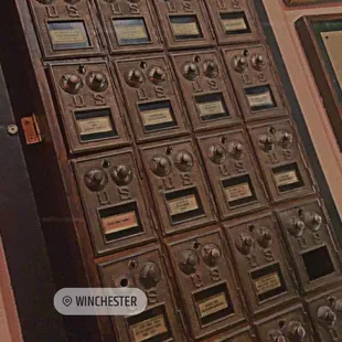 Antique postal boxes inside decor