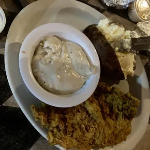 Small Chicken Fried Steak with Baked Potato