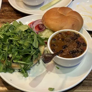 Lam burger and bison chili