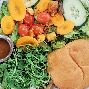 Lamb Goat Cheese Burger with Side Salad