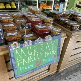 Corn nuts, dates, fresh fruit