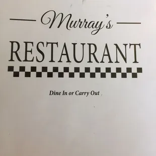 the menu for murray&apos;s restaurant