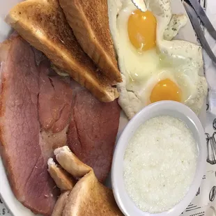 Country Ham with Eggs and Grits