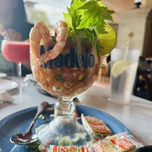 Shrimp cocktail and Champagne Margarita