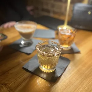 Same drink with the banana foster drink and the Negroni in the back