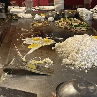 Fried rice in the making
