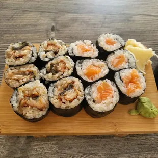 Unagi and salmon rolls