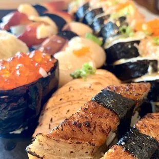 Unagi, seared salmon, scallop