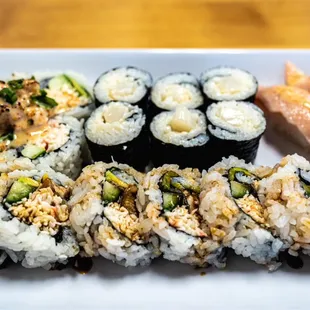 a variety of sushi on a plate