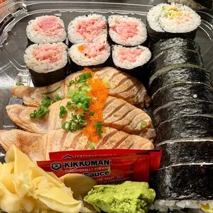 Sears salmon , spicy tuna and California rolls