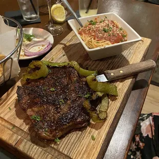 a steak on a cutting board
