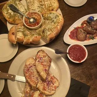 Garlic Cheese Bread, Bruschetta, &amp; Mozzarella Sticks