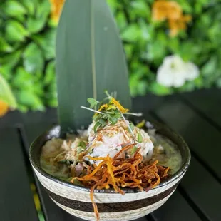 a bowl of food on a table