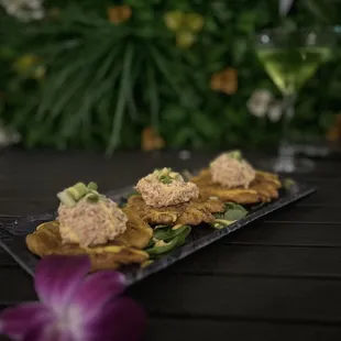 a platter of appetizers