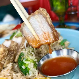 Crispy Pork Belly Basil Fried Rice