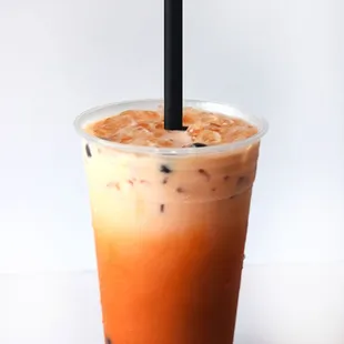 thai tea- BOBA- a popular creamy spiced sweetened tea from Southeast Asia.