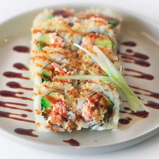 crunchy crunch- NORI- crab mix - avocado - crunchy - unagi sauce.