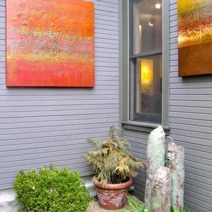 Outside courtyard with art