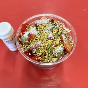 Custom açaí/pitaya bowl with a beautiful variety of toppings