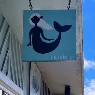 Signage above