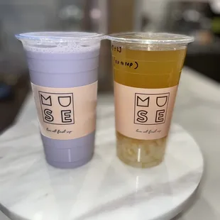 Taro Milk tea 4.2/5 Lychee fruit tea 4.6/5