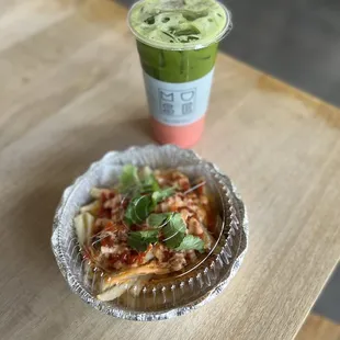 Kimchi Fries + Pink Matcha