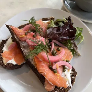 Salmon cream cheese with capers -delicious.