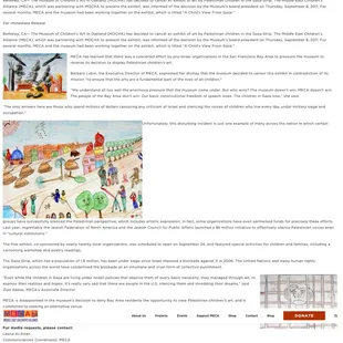 Museum of Children's art shut down a planned exhibition of Gaza children's drawings. This shows they don't care about children, just the one
