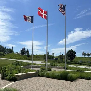 Iowa, Danmark and US flags