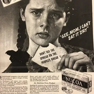 Amusing margarine and protectionist tax advert.