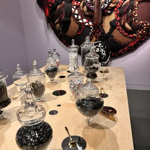 Edible Art, artist was an intern at MoAD and became fascinated with black licorice here is her display of various black licorice.