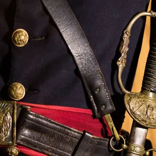 Union uniform, belt, and saber on display at Museum of World Treasures in Wichita, KS