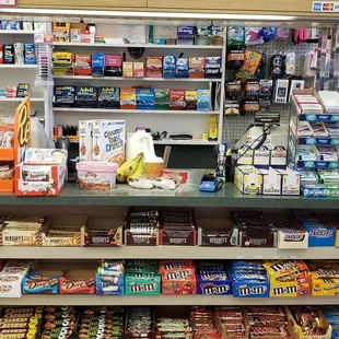 shelves of food and candy