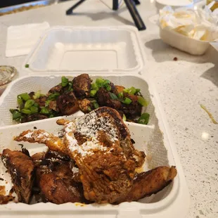This was the Oyster Mushroom and French Toast with Breakfast Potatoes!