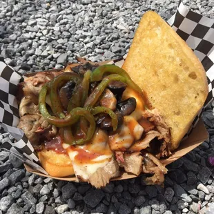 Brisket sandwich with BBQ sauce