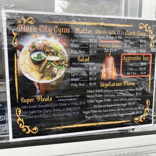 a menu in a window