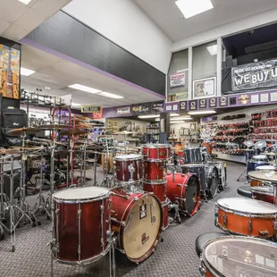 Drums sets, snares, and lots of percussion odds and ends!