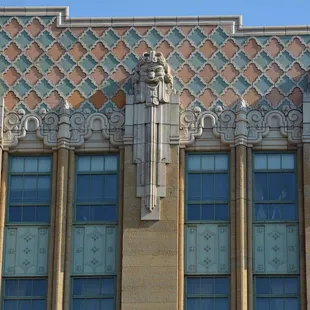 Music Hall facade designed by Italian sculptor Corrado Parducci.