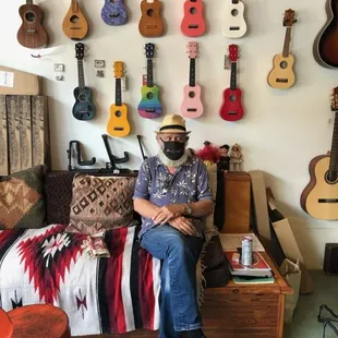 Ukuleles and the owner, Rob.