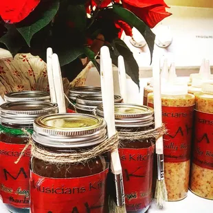 Musicians Kitchen Sauces make great Holiday gifts, and are available to order Any day Year round.