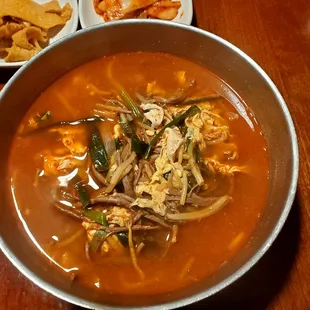 a bowl of soup on a table