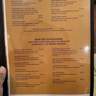 a menu on a table