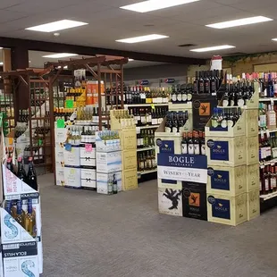 the inside of a liquor store