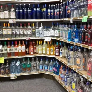shelves of alcohol